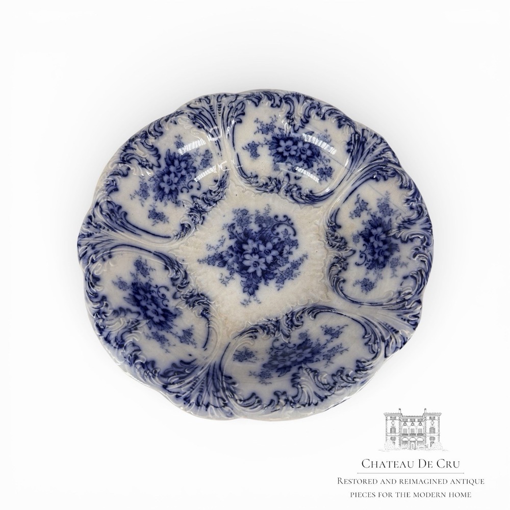 Flow Blue bowl With Crazing Patina Primitive Upper Hanley Pottery England